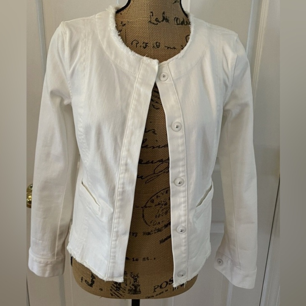 CAbi White Denim Jean Jacket